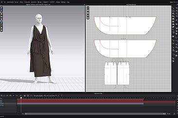 Schnittentwicklung in Clo 3D und Unreal, Screenshot, 2026 © Maija Schultz Schnittentwicklung in Clo 3D und Unreal, Screenshot, 2026 © Maija Schultz