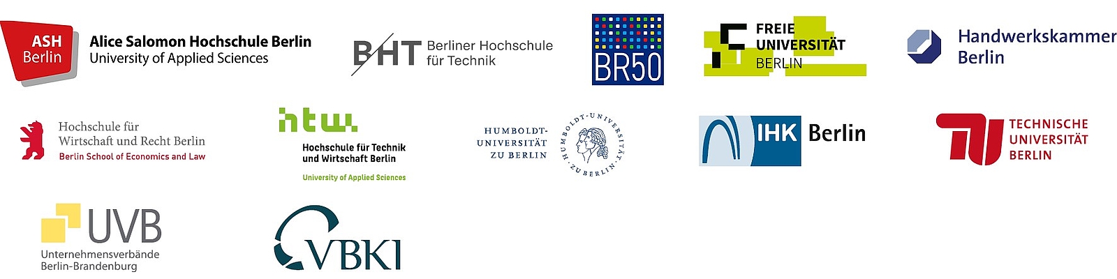 Logos der beteiligten Einrichtungen aus Wirtschaft und Wissenschaft